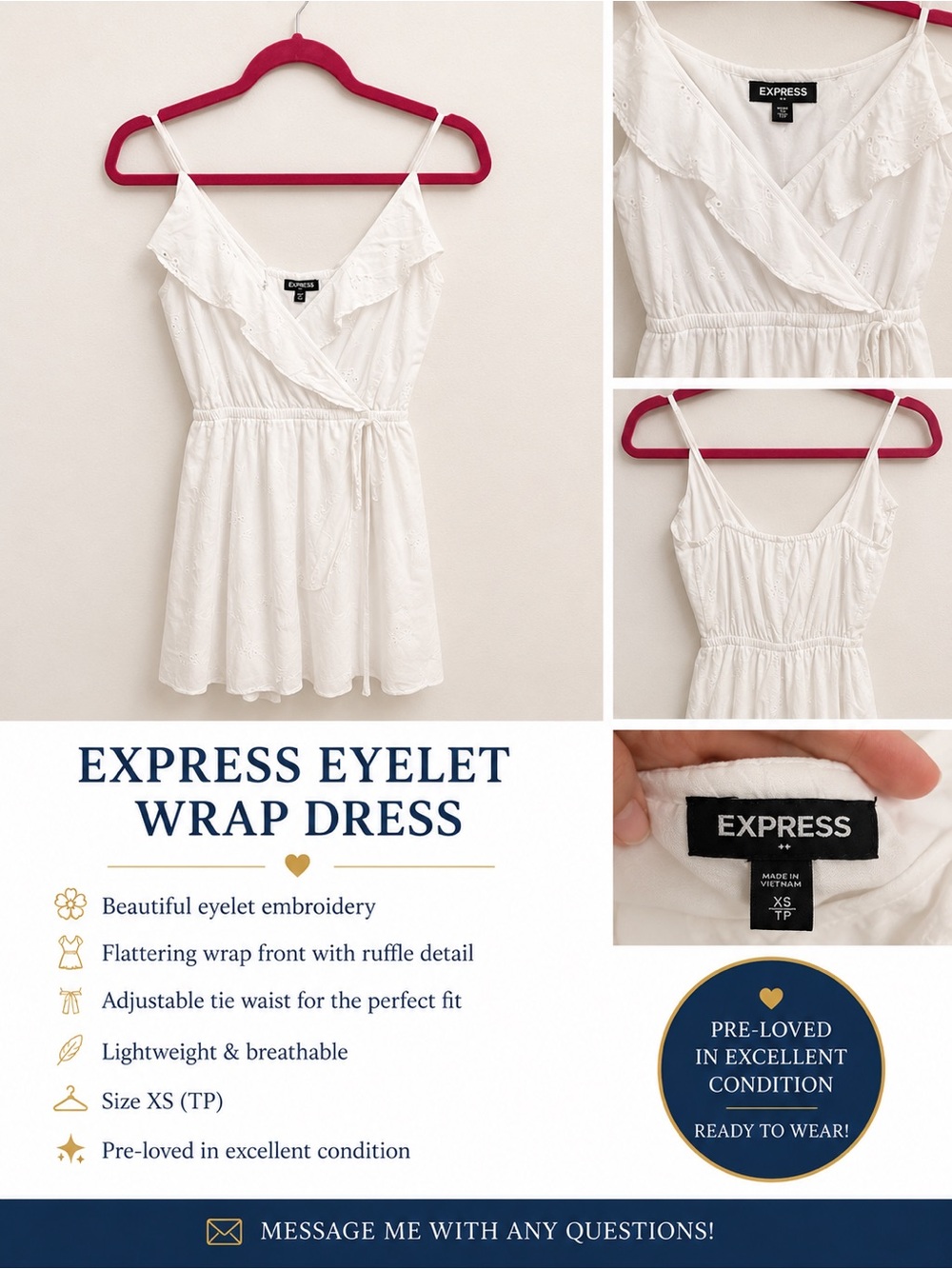Express White Eyelet Wrap Mini Dress